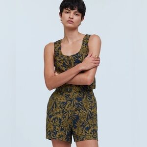 Madewell Printed Linen Clean Pull-On Shorts in Deep Shadow Size XXS